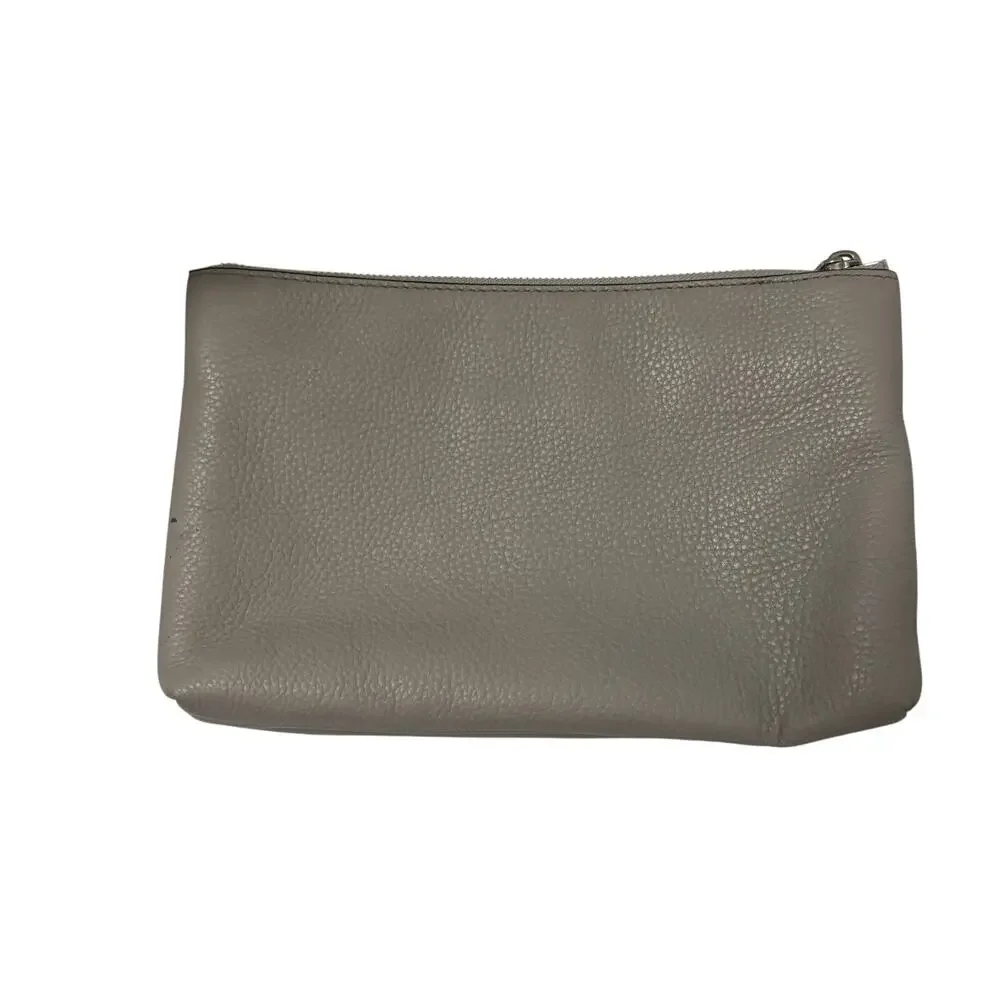 Michael Kors Adele Double Zip Clutch Gray Pebbled Leather Crossbody Bag No Strap